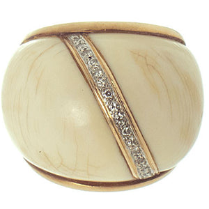 Vintage 1960s Ivory & Diamond Ring - Chicago Pawners & Jewelers