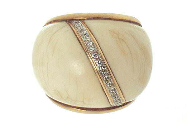 Vintage 1960s Ivory & Diamond Ring - Chicago Pawners & Jewelers