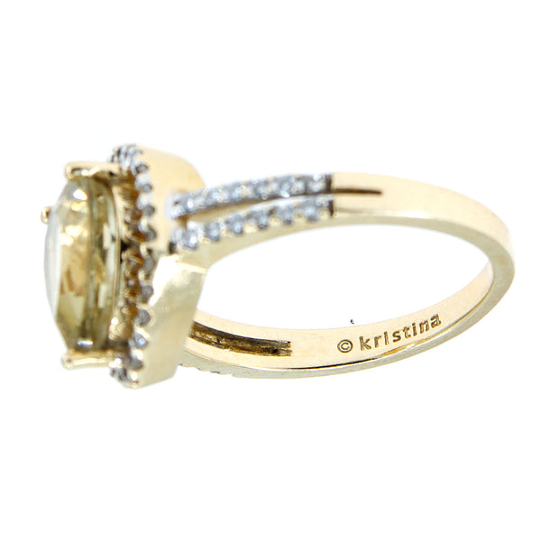 Lemon Citrine & Diamond Ring by Kristina