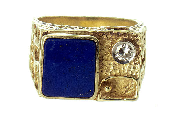 1970s Lapis & Diamond Ring by La Triomphe - Chicago Pawners & Jewelers