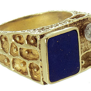 1970s Lapis & Diamond Ring by La Triomphe - Chicago Pawners & Jewelers