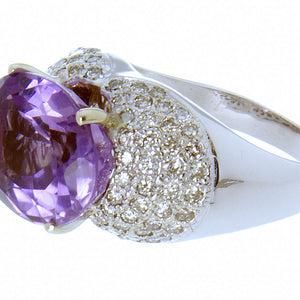 Large 12.80ct Amethyst & Diamond Ring - Chicago Pawners & Jewelers