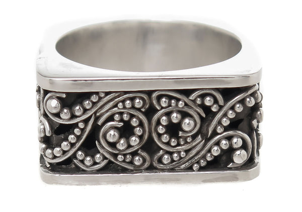 Lois Hill Scroll Caviar Bead Ring - Chicago Pawners & Jewelers