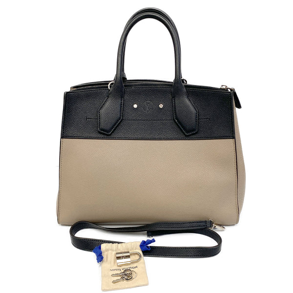 Louis Vuitton City Steamer MM Black/Beige 2-way Bag - Chicago Pawners & Jewelers