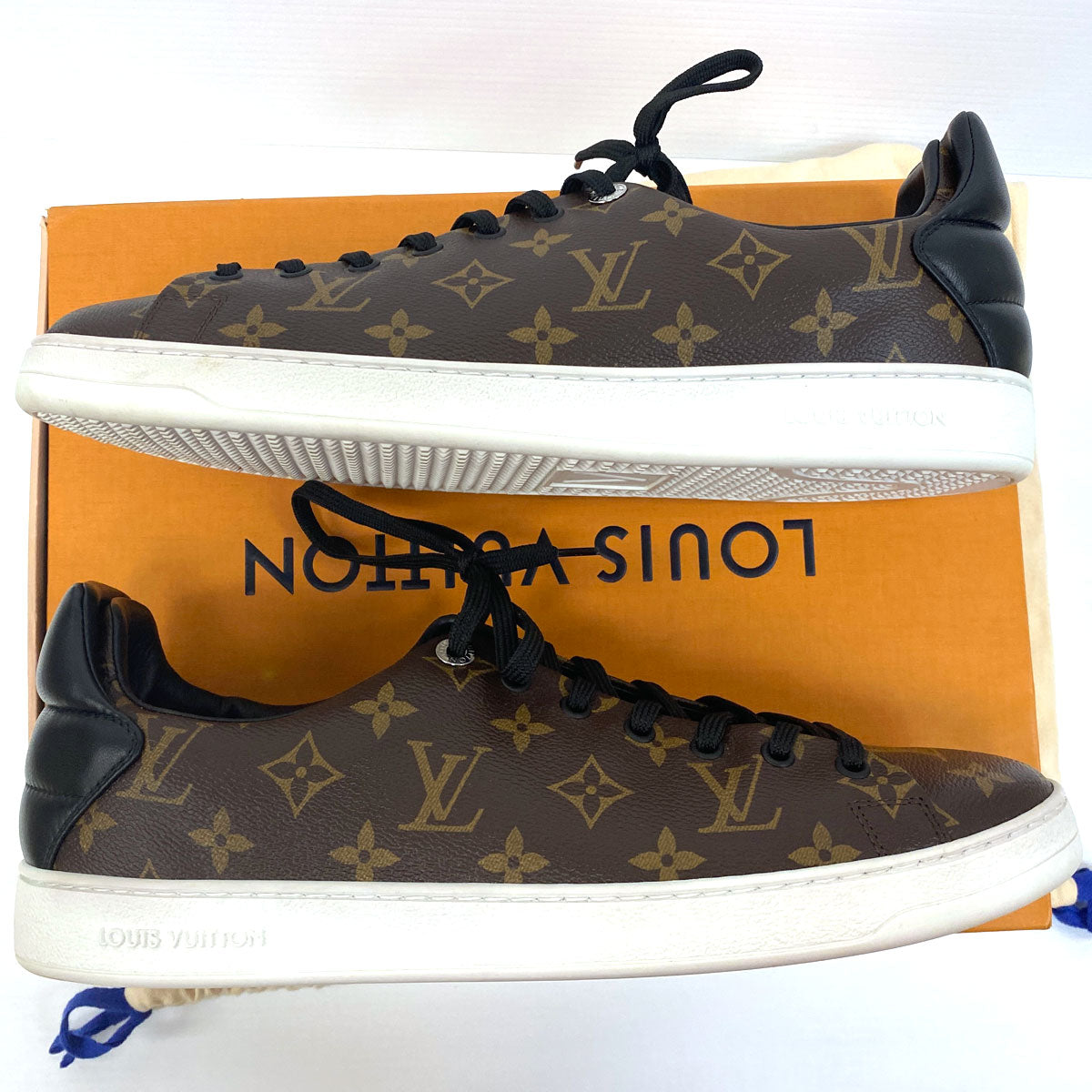 Louis Vuitton Front Row LV Monogram Gold Stud Sneaker