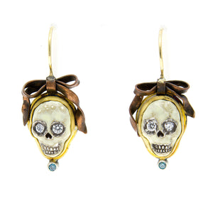 Skull & Bows Diamond Earrings by Melinda Risk - Chicago Pawners & Jewelers