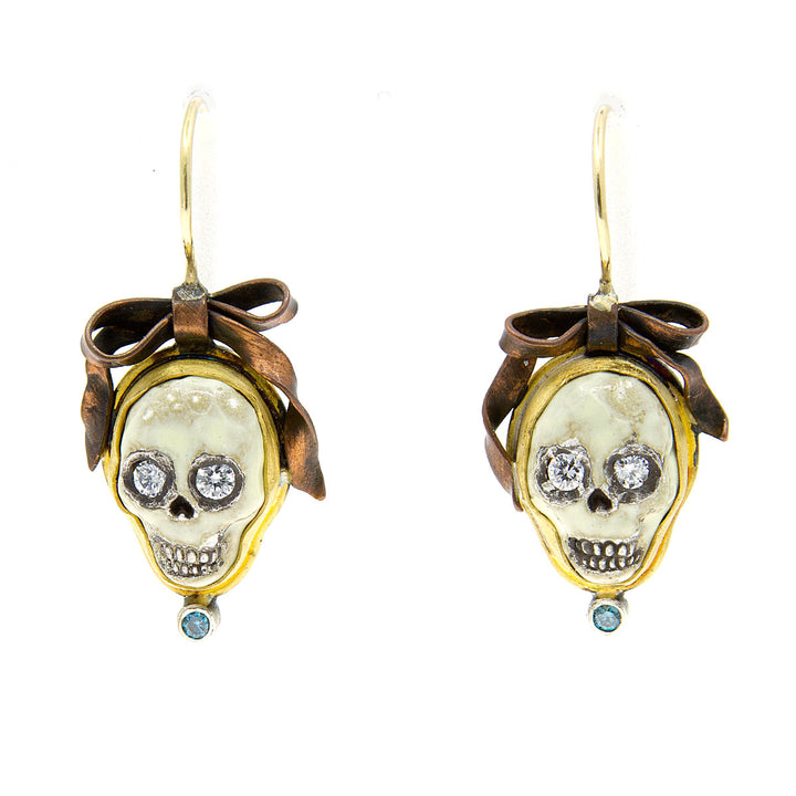Skull & Bows Diamond Earrings by Melinda Risk