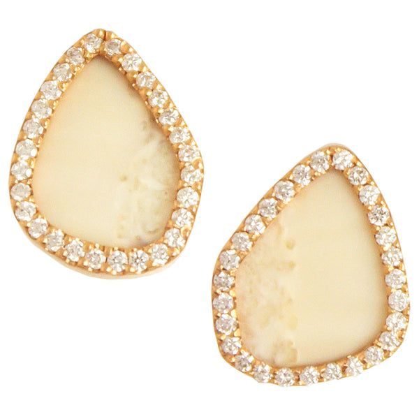 Monique Péan Fossilized Walrus Ivory & Diamond Earrings - Chicago Pawners & Jewelers