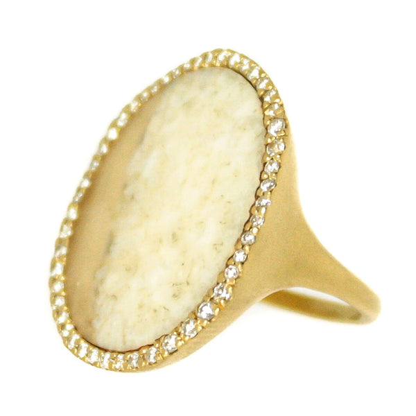 Monique Péan Fossilized Walrus Ivory & Diamond Ring - Chicago Pawners & Jewelers