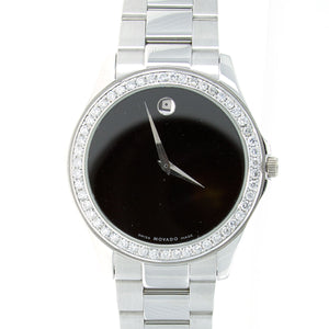 Movado Museum Watch with 2.50ct Diamond Bezel - Chicago Pawners & Jewelers