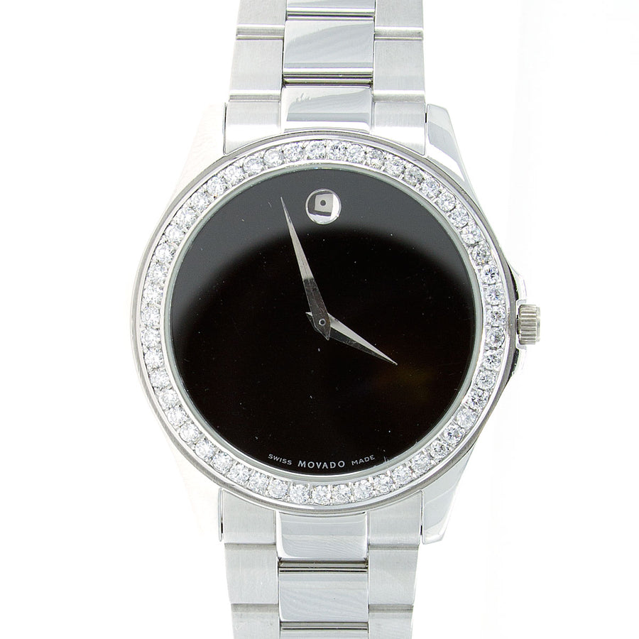 Movado Museum Watch with 2.50ct Diamond Bezel