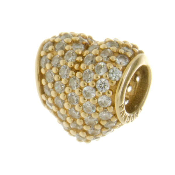 Pandora 14k Gold CZ Heart Charm - Chicago Pawners & Jewelers