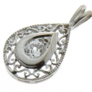 Estate Tear Drop Filigree Diamond Pendant - Chicago Pawners & Jewelers
