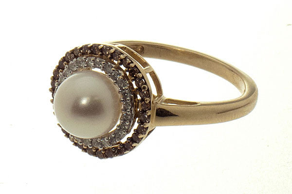 Pearl & Champagne Diamond Ring - Chicago Pawners & Jewelers