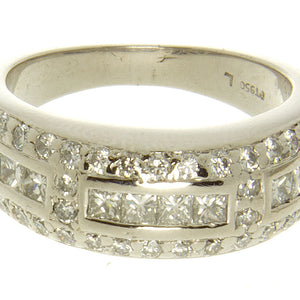 Platinum 1.00ct Princess & Round Diamond Band Ring - Chicago Pawners & Jewelers