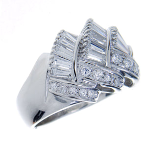 Platinum 1.70ct Round & Baguette Diamond Band Ring - Chicago Pawners & Jewelers