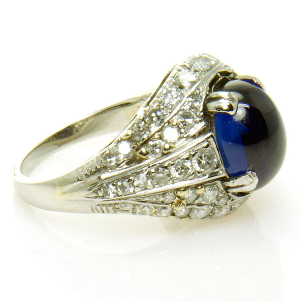 Art Deco 5.73ct Sapphire & Diamond Ring - Chicago Pawners & Jewelers