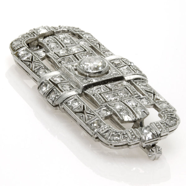 1930s Art Deco Platinum & Diamond Brooch - Chicago Pawners & Jewelers