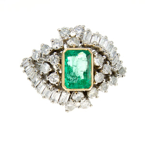 1960s Emerald & Diamond Cocktail Ring - Chicago Pawners & Jewelers