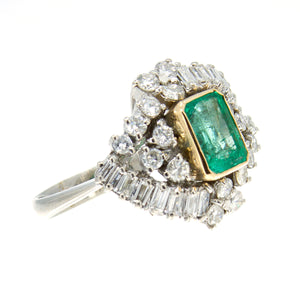 1960s Emerald & Diamond Cocktail Ring - Chicago Pawners & Jewelers