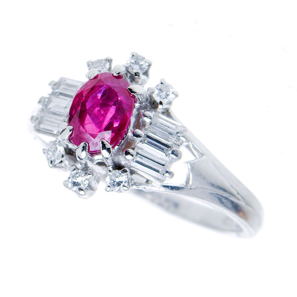 1950s Platinum 1.53ct Ruby & Diamond Ring - No Heat Burma - Chicago Pawners & Jewelers