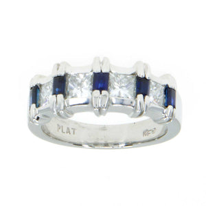 Platinum 1.50ct Diamond & Sapphire Band Ring - Chicago Pawners & Jewelers