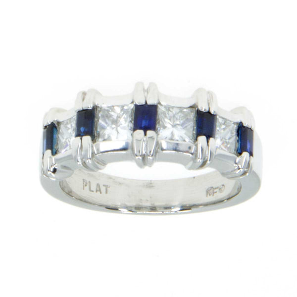 Platinum 1.50ct Diamond & Sapphire Band Ring