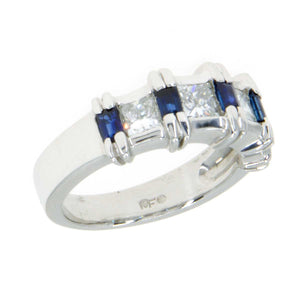Platinum 1.50ct Diamond & Sapphire Band Ring - Chicago Pawners & Jewelers