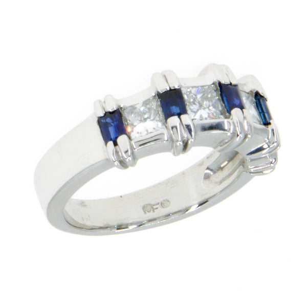 Platinum 1.50ct Diamond & Sapphire Band Ring
