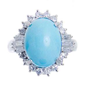 Platinum Turquoise & Diamond Ring - Chicago Pawners & Jewelers