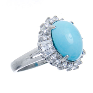 Platinum Turquoise & Diamond Ring - Chicago Pawners & Jewelers