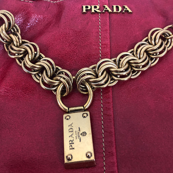 Prada Rosso Vitello Shine Shopping Bag BN1777 - Chicago Pawners & Jewelers