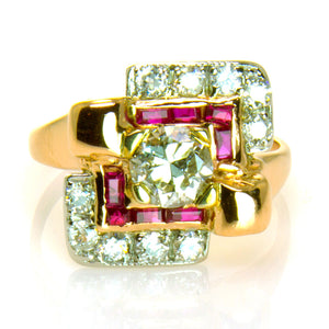 1940s Retro Diamond & Ruby Ring - Chicago Pawners & Jewelers