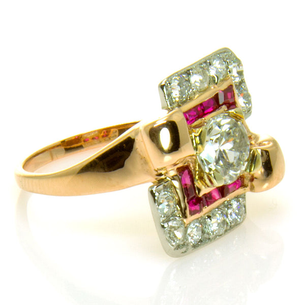 1940s Retro Diamond & Ruby Ring - Chicago Pawners & Jewelers