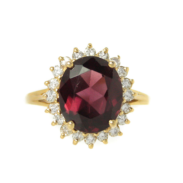 4.35ct Rhodolite Garnet & Diamond Cocktail Ring - Chicago Pawners & Jewelers