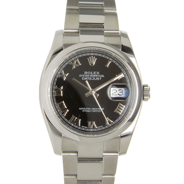 Rolex Datejust SS Black Roman Dial - Chicago Pawners & Jewelers