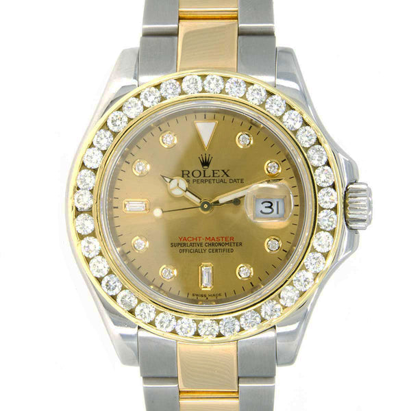 Rolex Yacht-Master SS/18K with Diamond Dial & Bezel - Chicago Pawners & Jewelers
