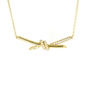 Tiffany & Co. Knot Pendant in Yellow Gold with Diamonds - Chicago Pawners & Jewelers