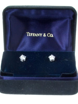 Tiffany amp Co Diamond Solitaire 142 Platinum Round Stud Earrings  WCertificates  eBay