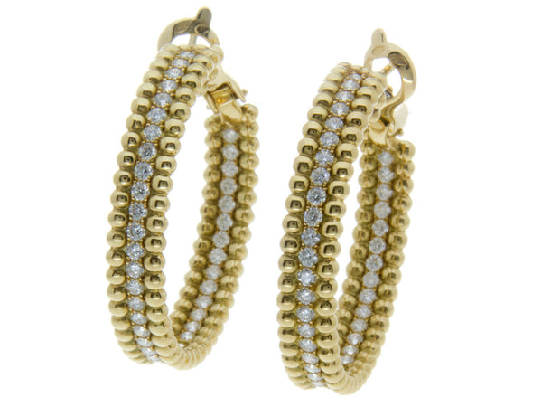 Van Cleef & Arpels Perlée Diamond Hoop Earrings - Chicago Pawners & Jewelers
