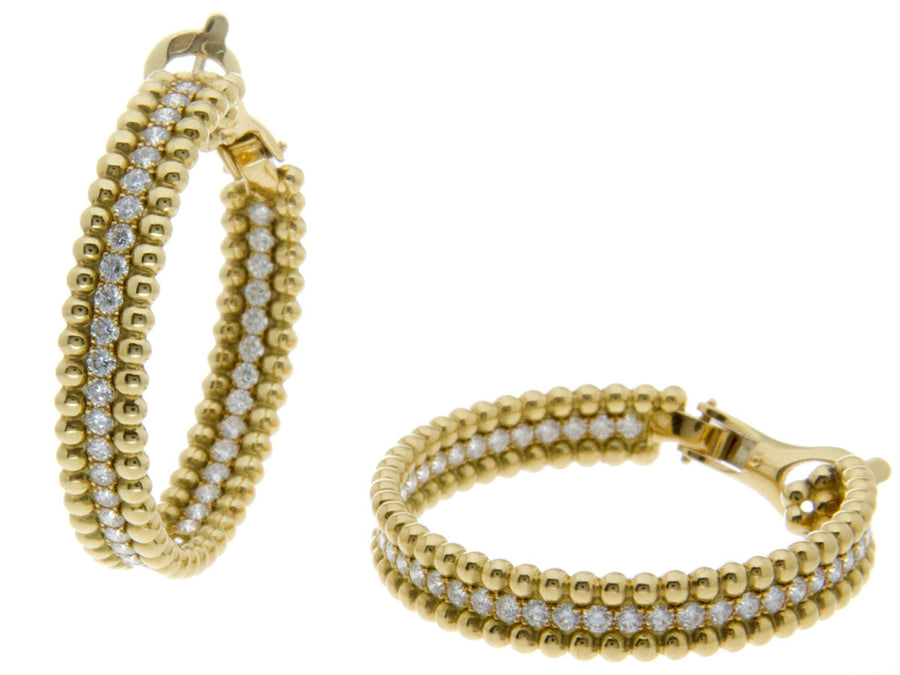 Van Cleef & Arpels Perlée Diamond Hoop Earrings Chicago Pawners & Jewelers