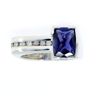 Modernistic 14K Amethyst & Diamond Ring