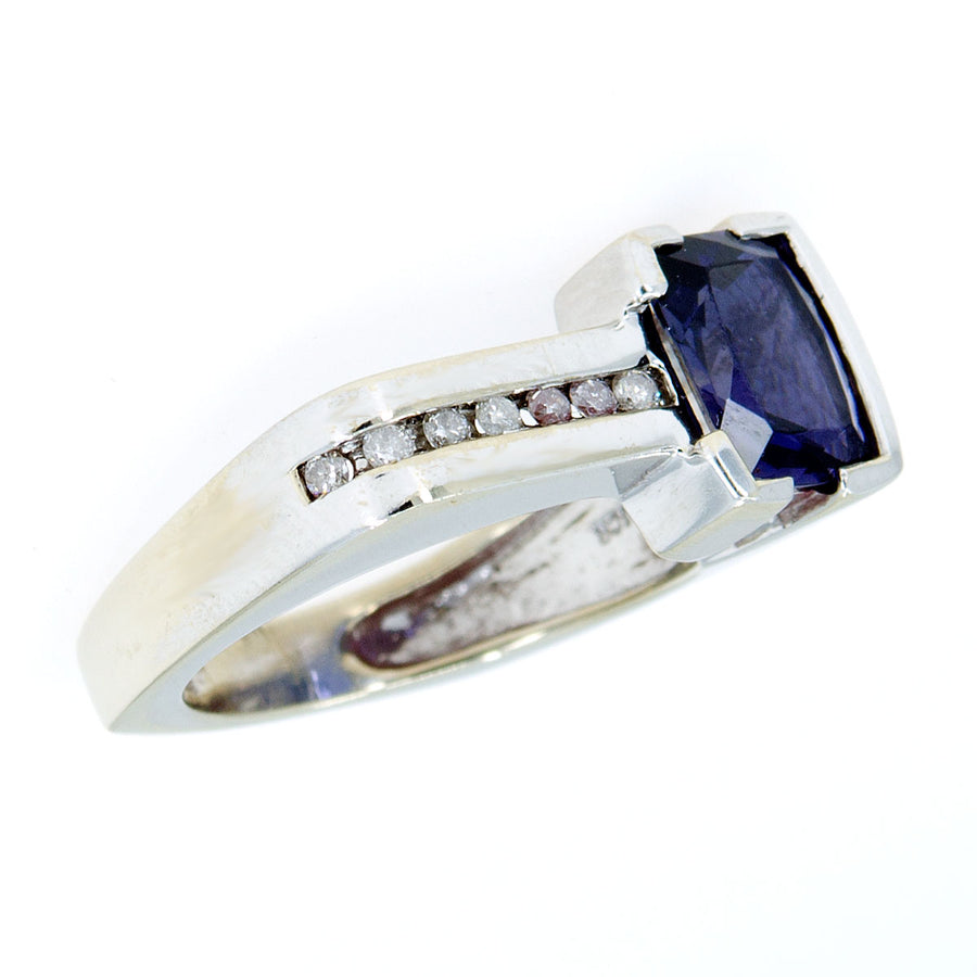 Modernistic 14K Amethyst & Diamond Ring