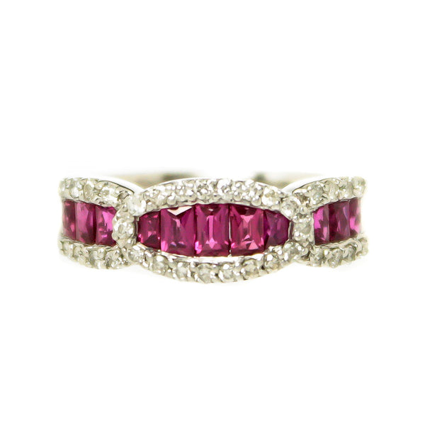 French Cut Ruby & Diamond Band Ring - Chicago Pawners & Jewelers