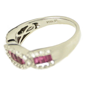 French Cut Ruby & Diamond Band Ring - Chicago Pawners & Jewelers