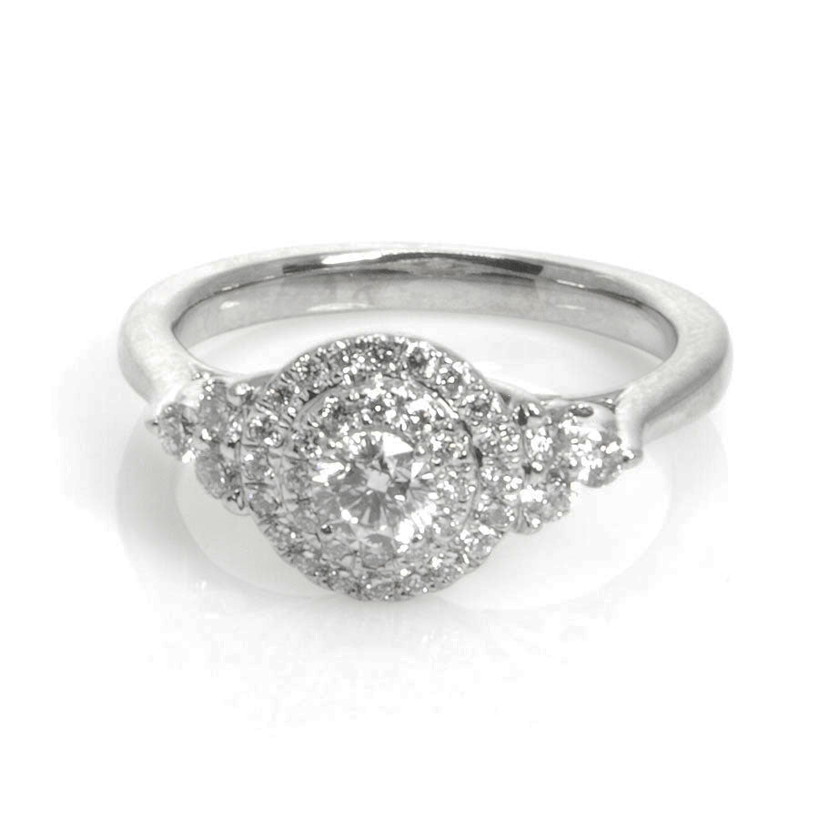 0.83ct Double Halo Diamond Engagement Ring
