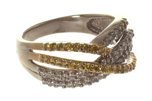 Yellow Diamond Crossover Band Ring - Chicago Pawners & Jewelers