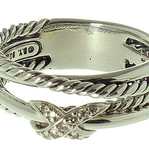 David Yurman Pave' Diamond Crossover X Ring - Chicago Pawners & Jewelers