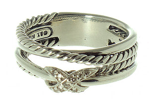 David Yurman Pave' Diamond Crossover X Ring - Chicago Pawners & Jewelers